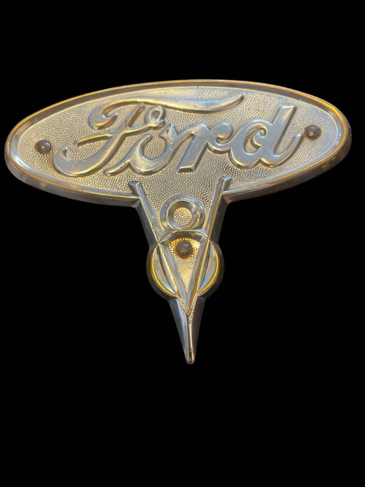 Original Vintage 1935 1936 Ford Truck V8 Emblem Hood Side Badge – Patina OEM