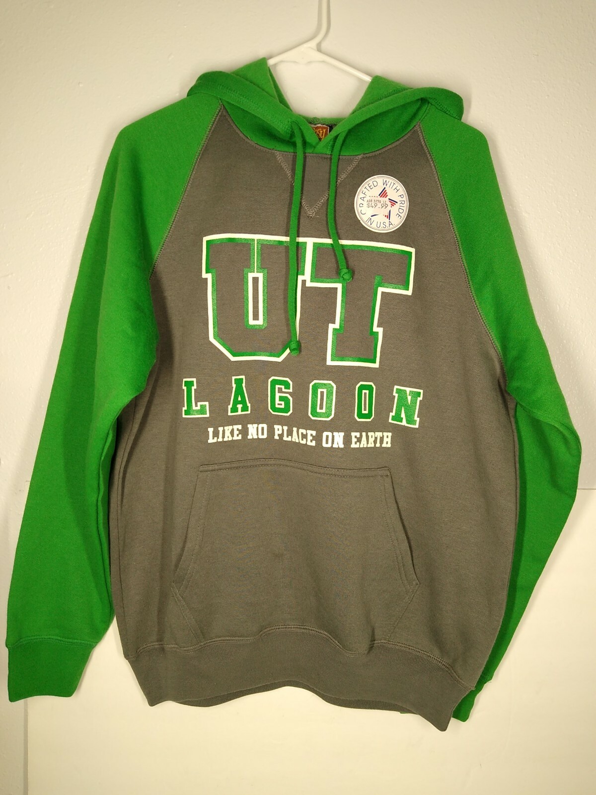 Lagoon Amusement Park hoodie size M made in U.S.A gray/green