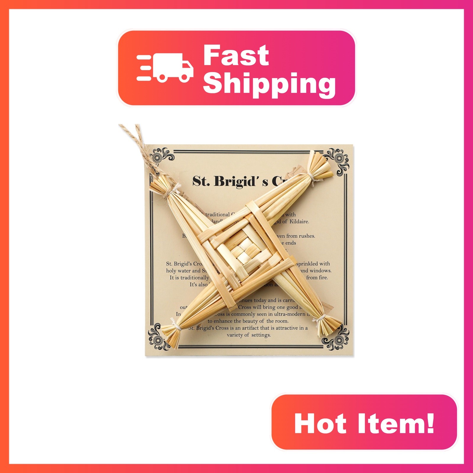 Bucherry St Brigid\'s Wall Cross 5 Inch Straw Irish Gift