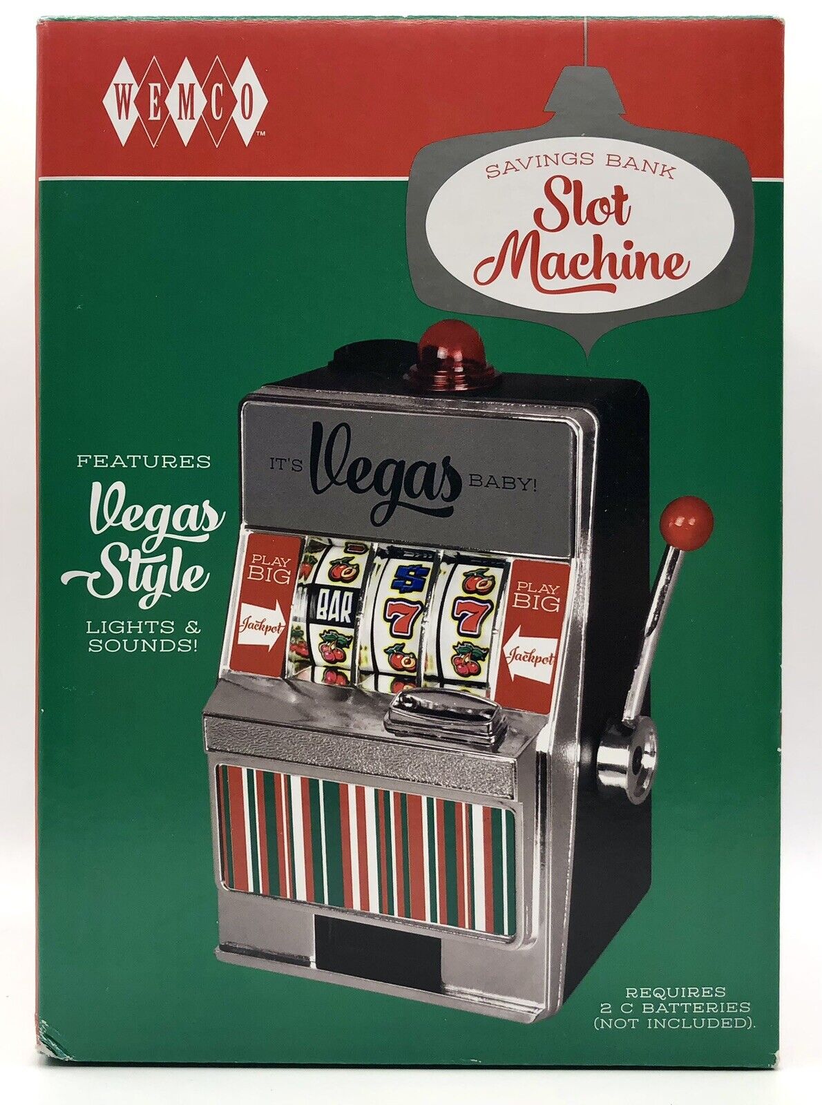 Wemco Desktop Vegas Style Slot Machine Saving Bank W/Realistic Game Play T14