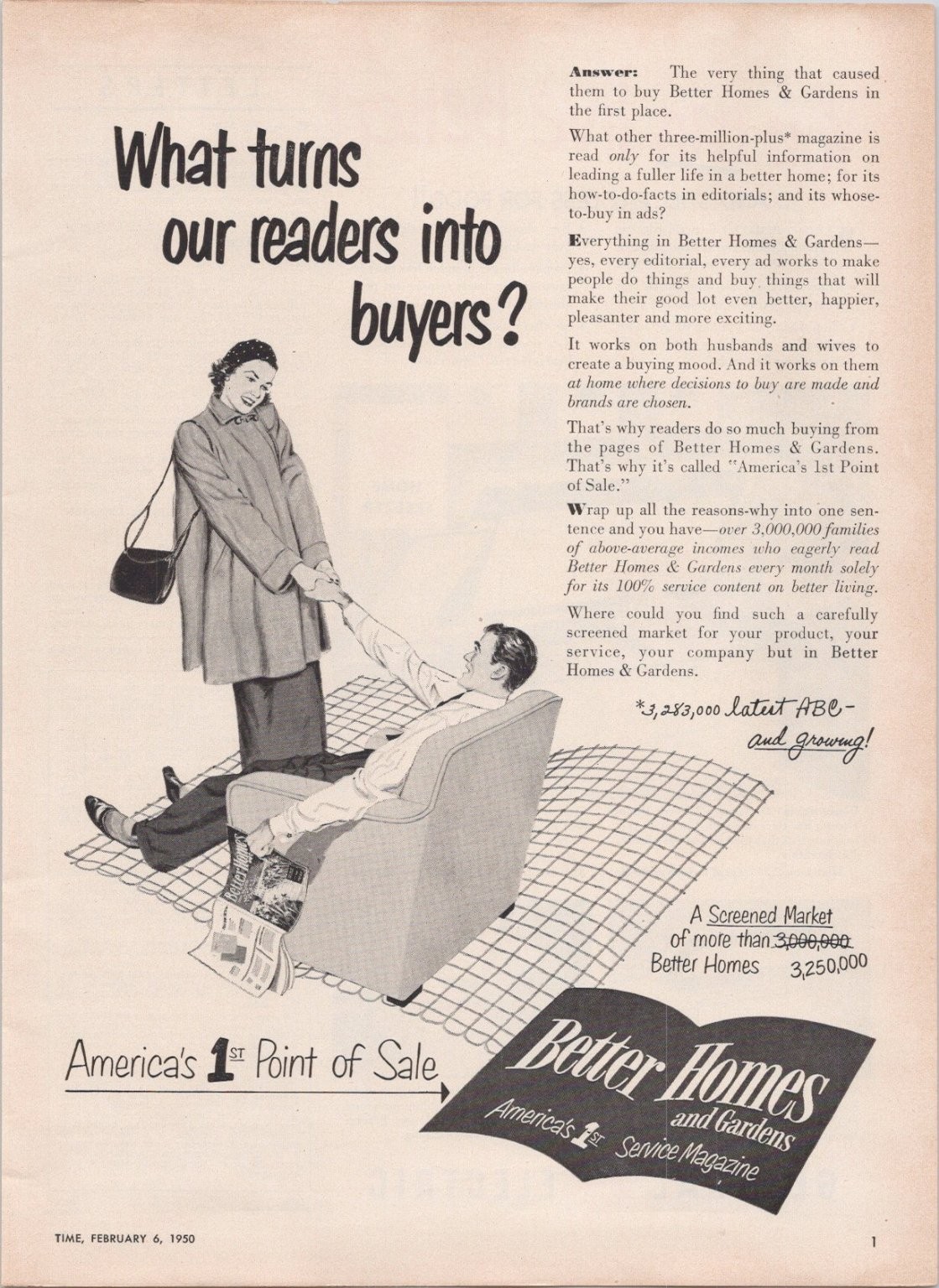 Better Homes and Gardens 1950 Vintage Print Ad Magazine Advertisement