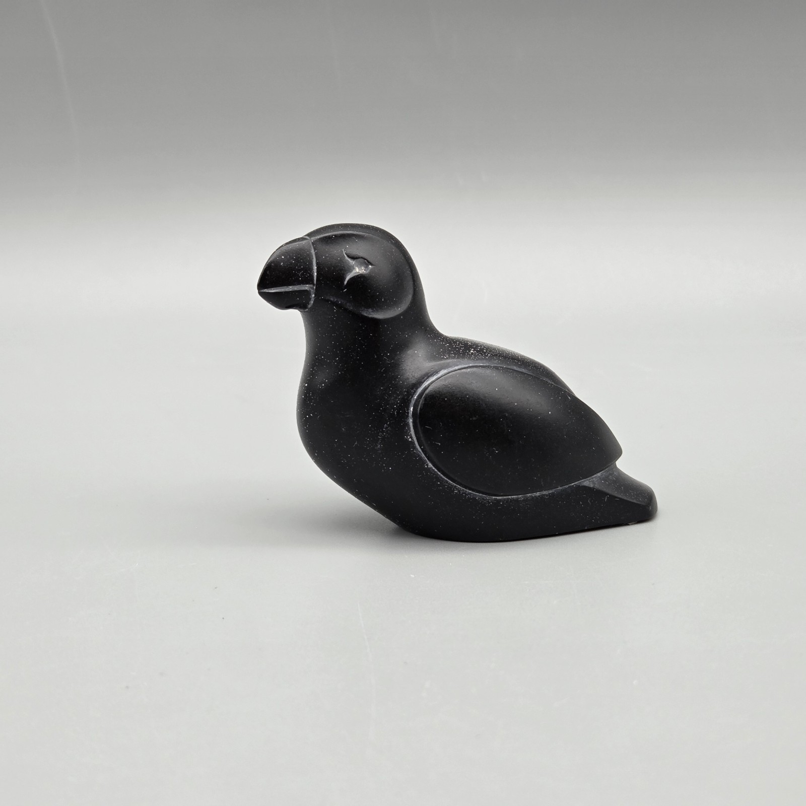 Vintage BOMA Canadian Puffin Bird Figurine Black Soapstone Hand Carved 3