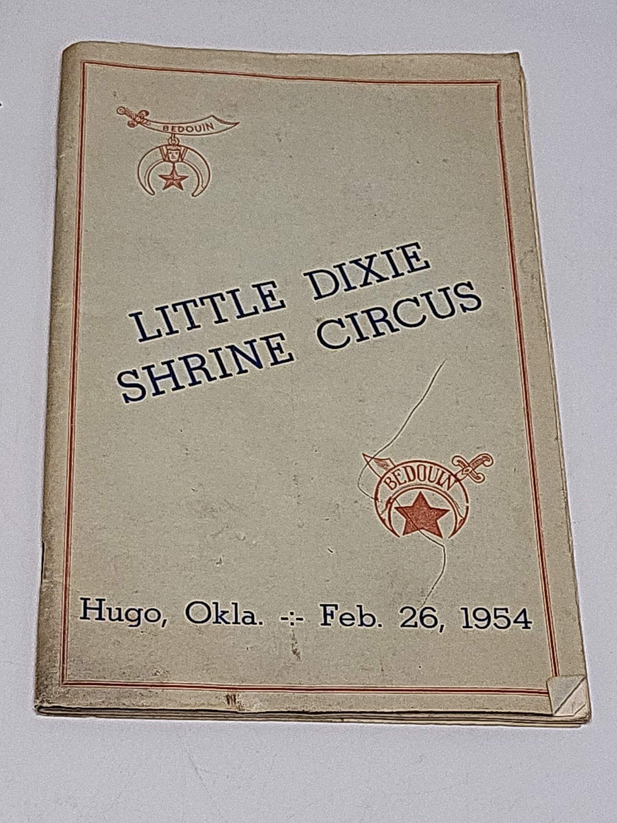 1954 Vintage Little Dixie Shrine Circus Program,Hugo Ok