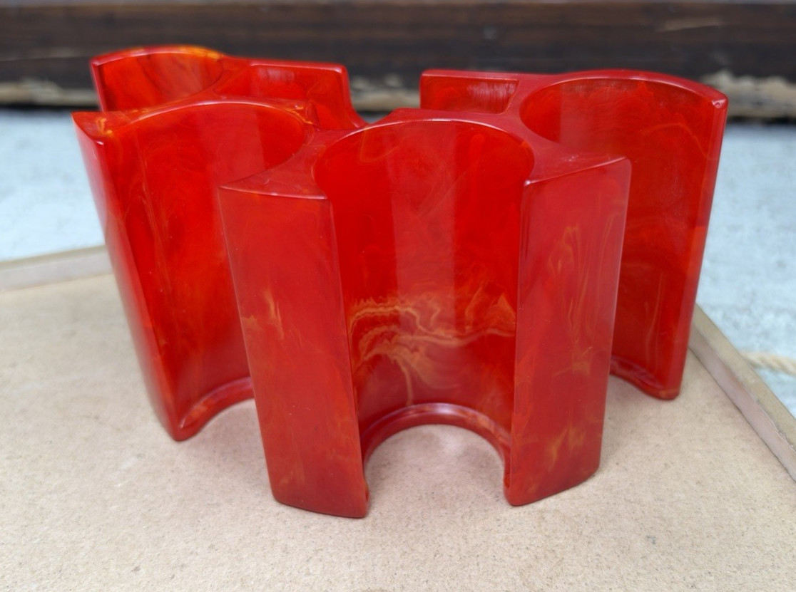 Vintage Catalin Bakelite Red Poker Chip Caddy Holder Tray Rack