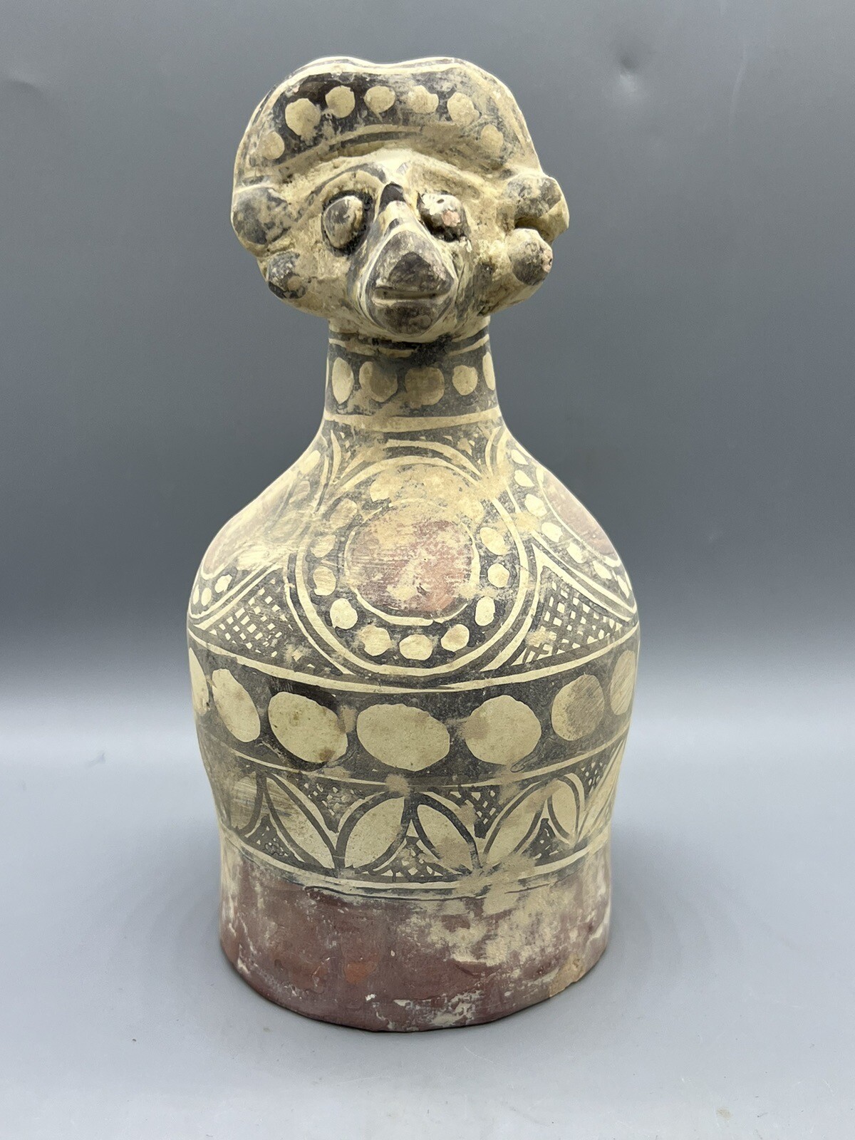 Authentic Central Asian Antiquity Near Eastern Clay Terracotta Paint Ryhton Pike