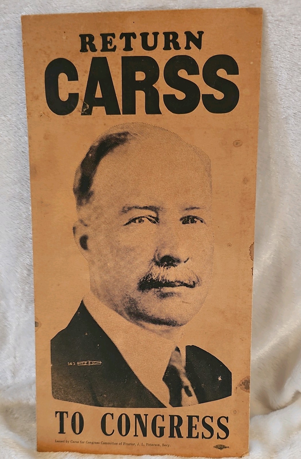 Vintage 1920s Congress Candidate Re-election Leighton Carss Poster Proctor, MN
