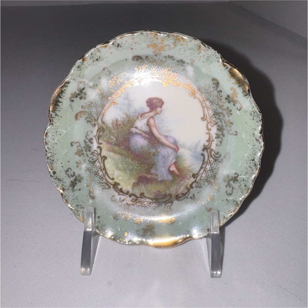 R C Monbijou Bavaria Porcelain Collector Plate Gold Trim Woman Motif