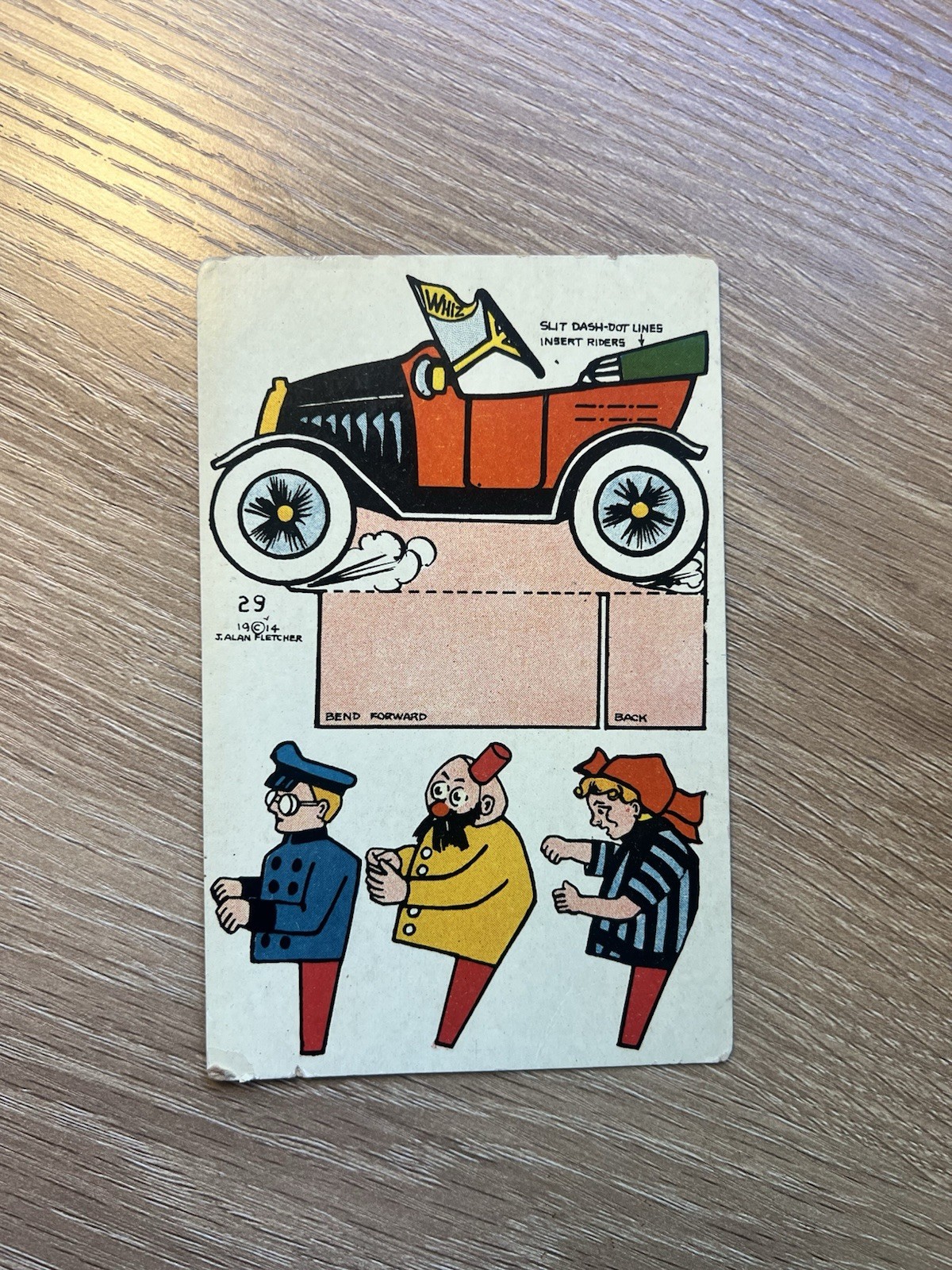 1914 J. Alan Fletcher Postcard #29 Cut Out Paper Toy Whiz Car 1914 J. Alan Fletcher Postcard #29 Cut Out Paper Toy Whiz Car