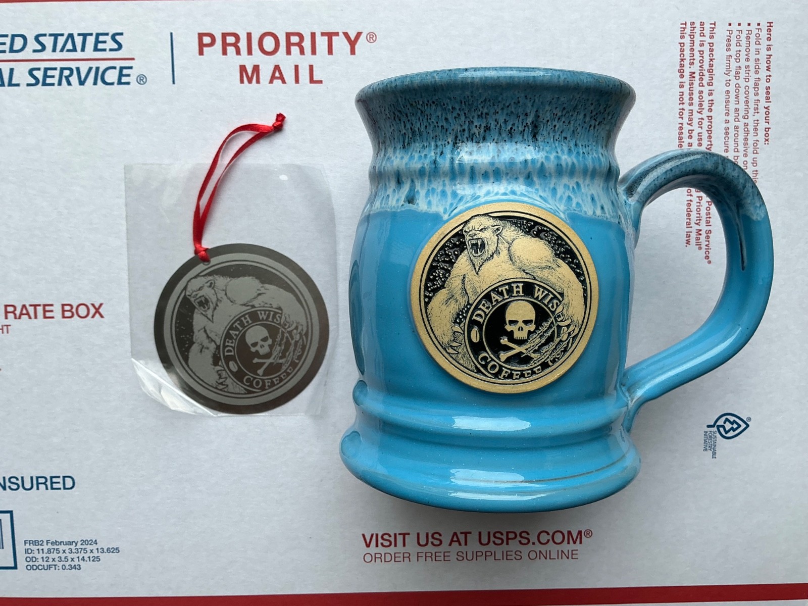 DEATH WISH COFFEE OG YETI MUG DENEEN POTTERY TANKARD WITH YETI ORNAMENT RARE HTF