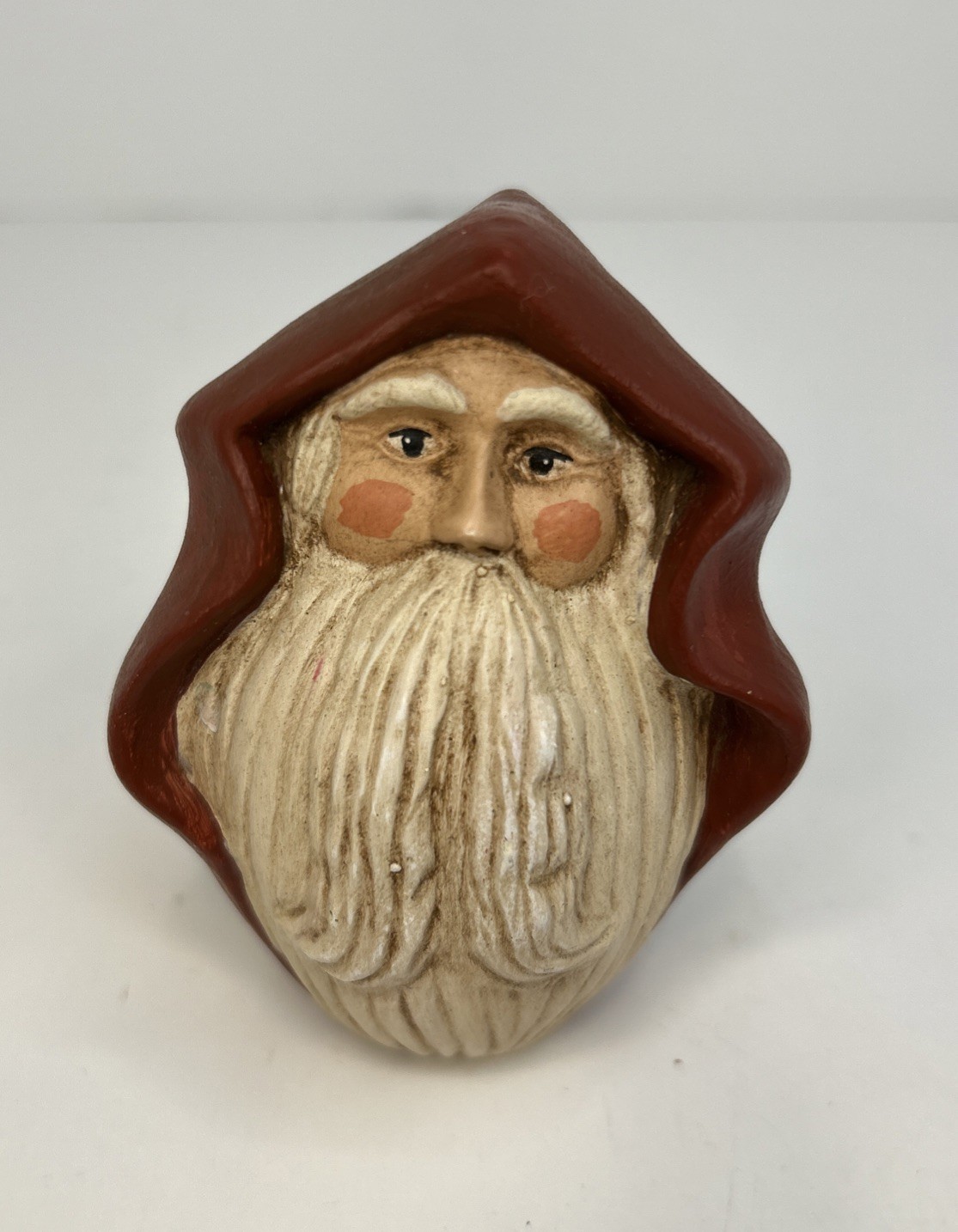 VTG Santa 3D Head Ceramic Ornament Rosey Cheeks Hanging Tabletop 3.5\