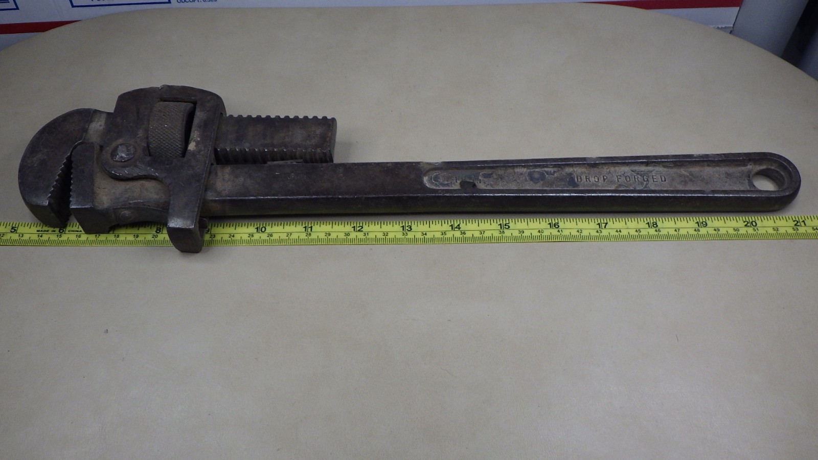 Rare Antique J P Danielson Co Pipe Wrench Jamestown NY Tool Steel Drop Forged 18