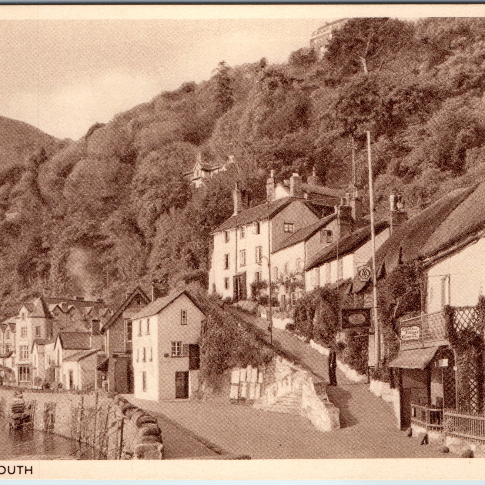 c1930s Lynmouth Devon Mars Hill Thatched Cottages Solograph Photogravure 3693 c1930s Lynmouth Devon Mars Hill Thatched Cottages Solograph Photogravure 3693