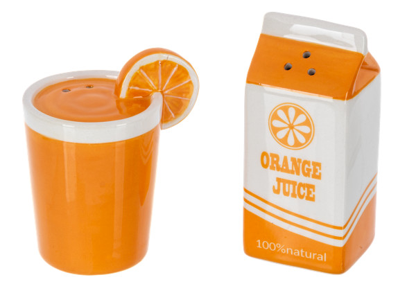 GANZ Salt & Pepper Shakers Orange Juice NEW ER7437   3\