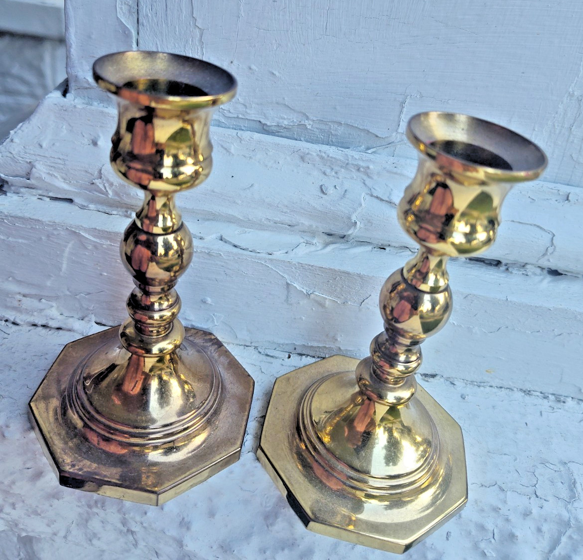 2 Baldwin Solid Brass Candlestick Holders 5\