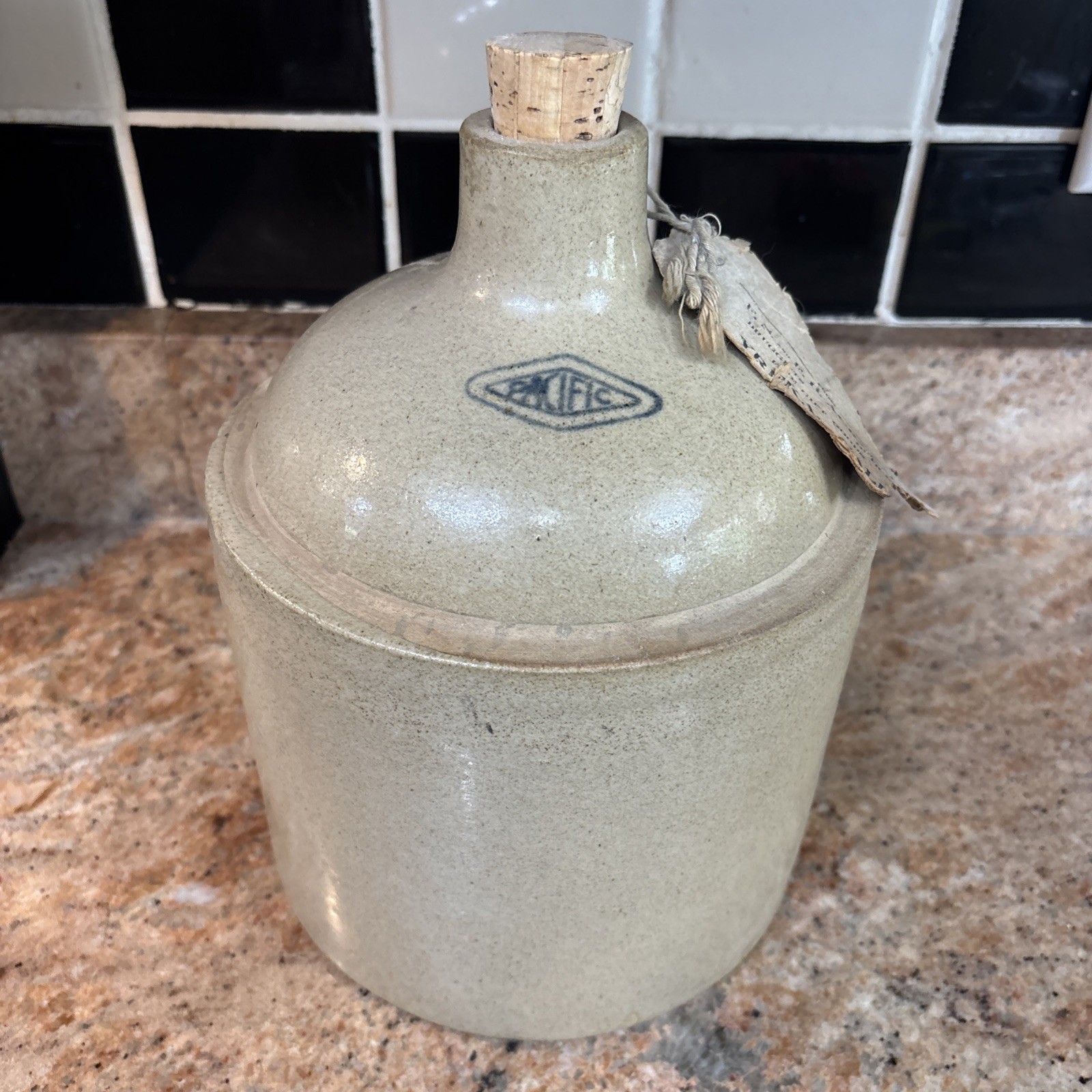 Antique Pacific Clay Stoneware Jar Ackerman Druggists Yreka CAL Vtg Tag Whiskey Antique Pacific Clay Stoneware Jar Ackerman Druggists Yreka CAL Vtg Tag Whiskey