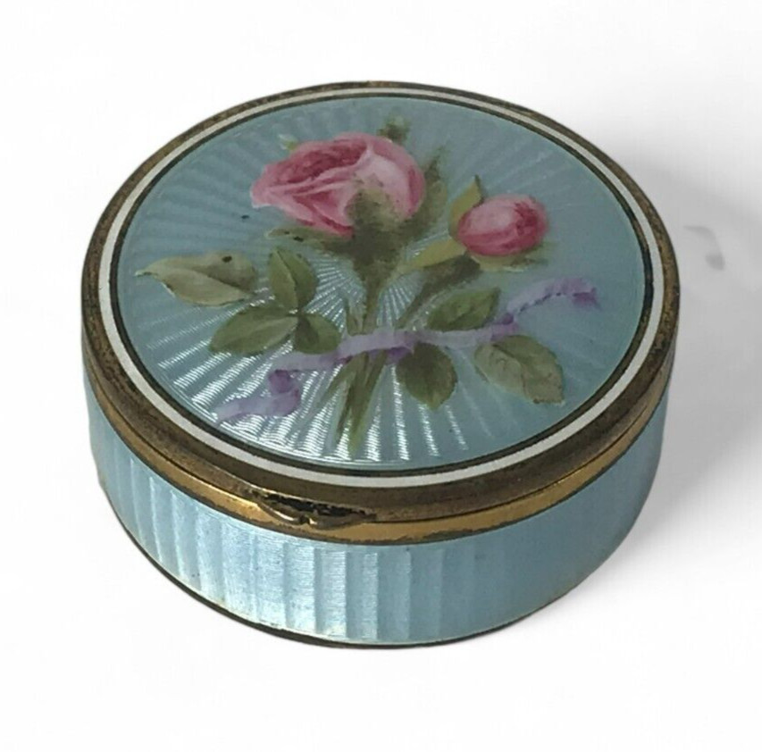 Fine Gilt Finish Silver Guilloche Enamel Box