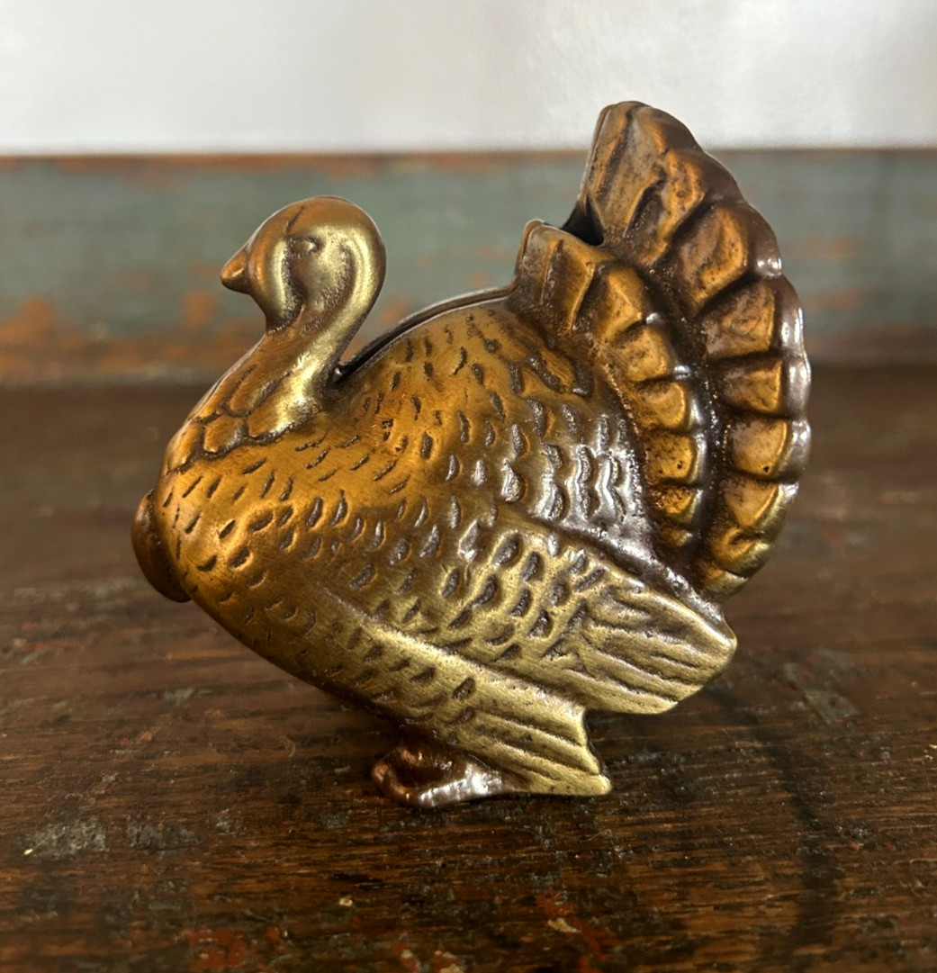 Vintage Brass Turkey Still Penny Bank Thanksgiving Fall Farm Autumn Animal Decor Vintage Brass Turkey Still Penny Bank Thanksgiving Fall Farm Autumn Animal Decor