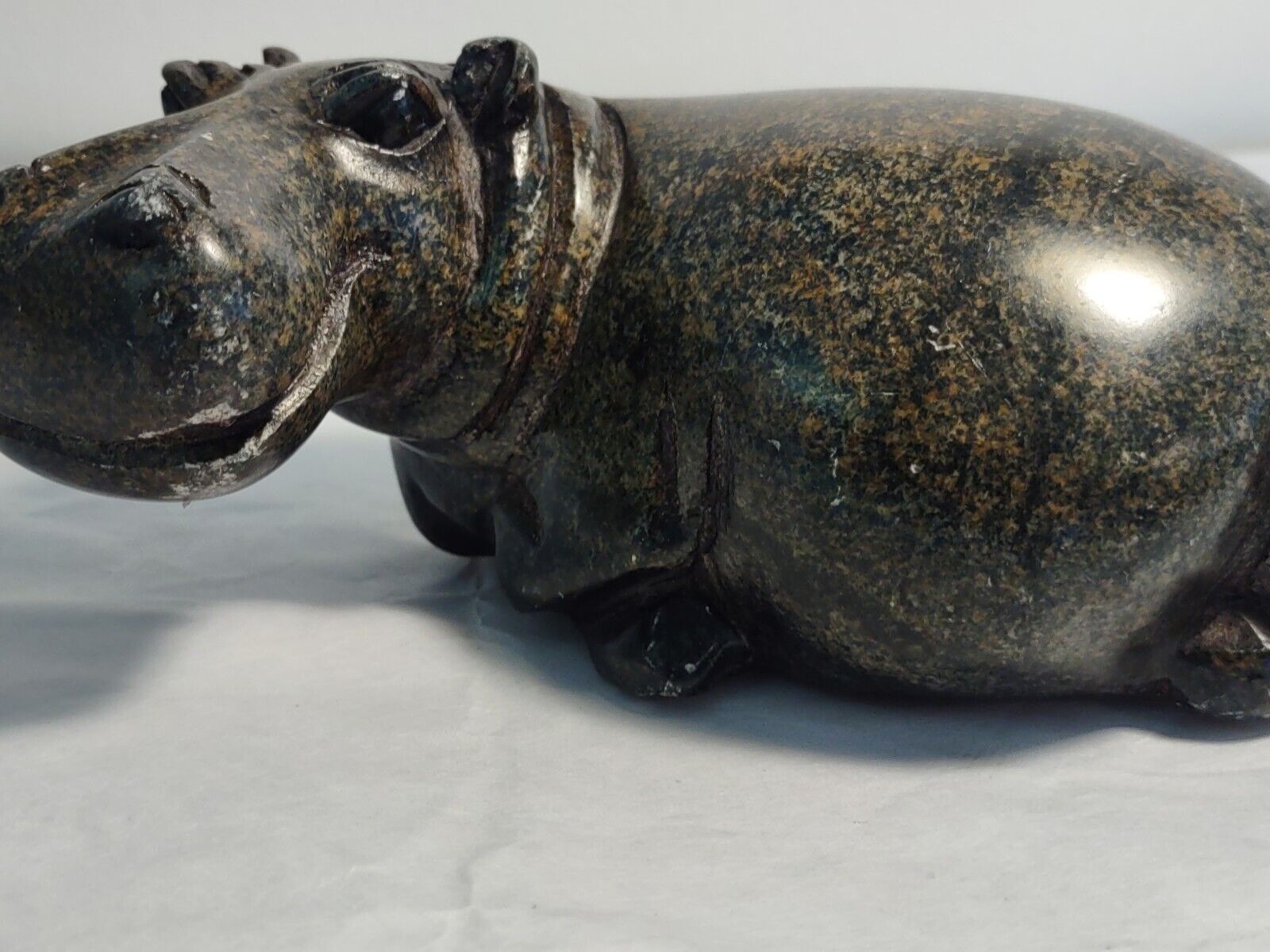 Gorgeous Genuine Polished Hippo Stone Hand  Carving Sculpture Figurine 