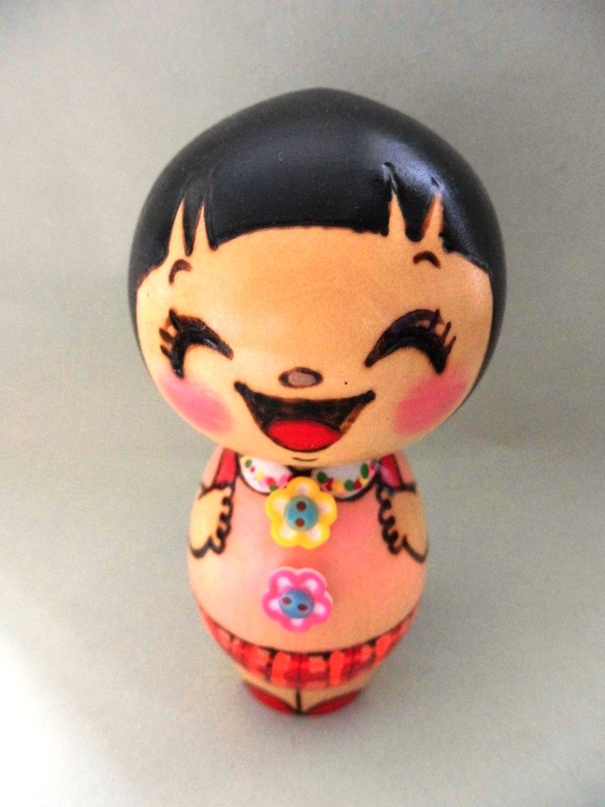 A Japanese kokeshi dolls cokets kokeshi cute girl with school bag  11cm kd003