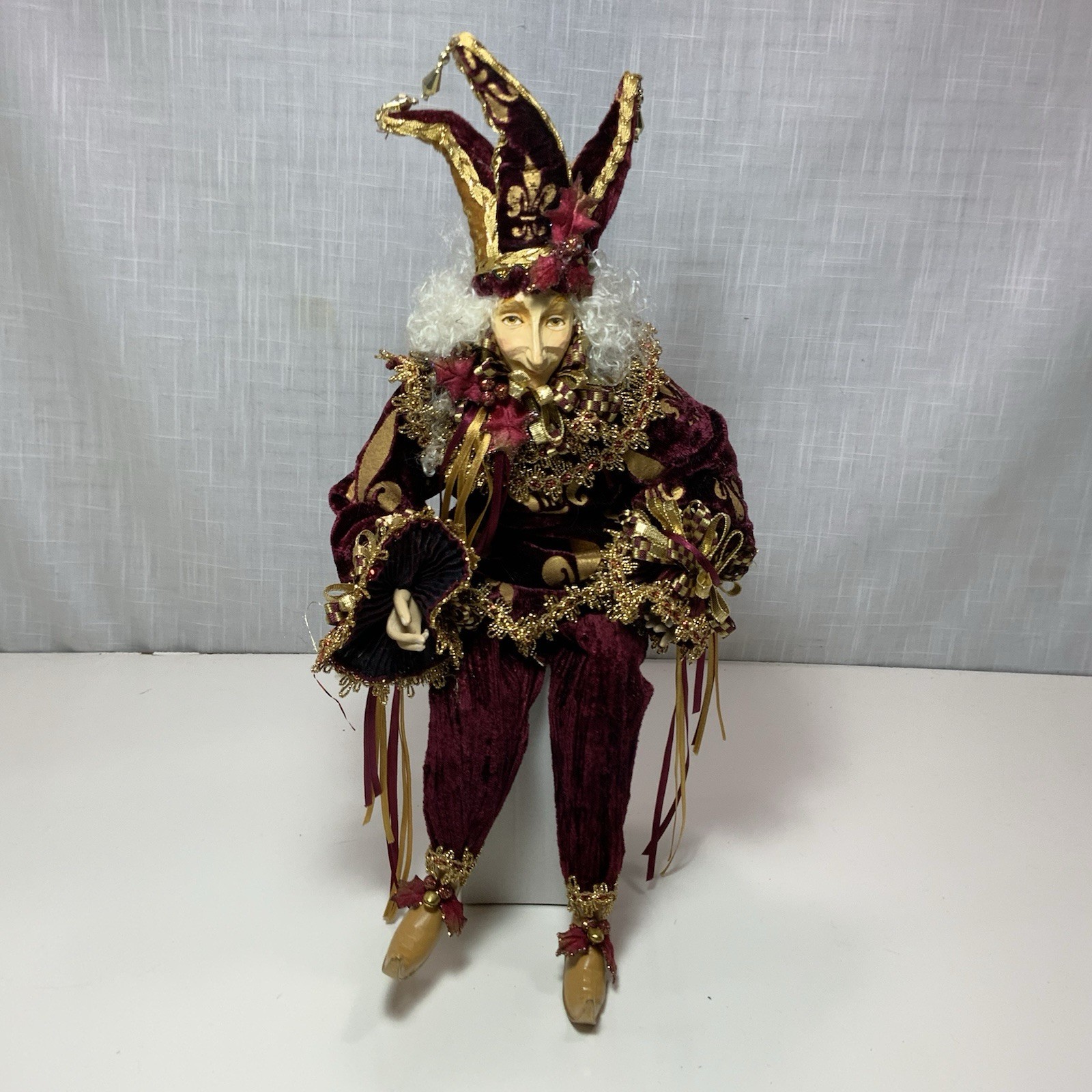 Vtg Folk Art Jester 100 Percent Hand Made Hand Painted Highly detailed 18”tall