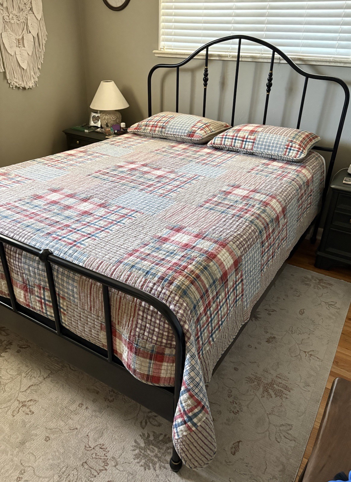 BEAUTIFUL Eddie Bauer Patchwork Plaid QUILT + 2 Shams 88x88” Q/F Cotton ~ EXC BEAUTIFUL Eddie Bauer Patchwork Plaid QUILT + 2 Shams 88x88” Q/F Cotton ~ EXC