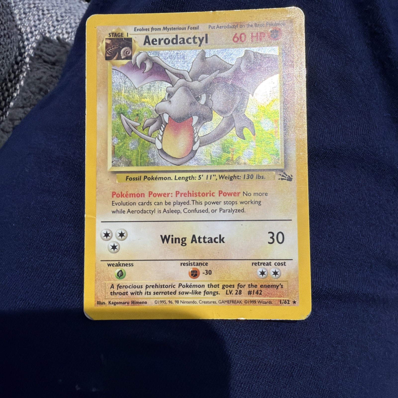 Aerodactyl 1/62 Pokemon Card TCG Fossil Unlimited Holo Rare Card