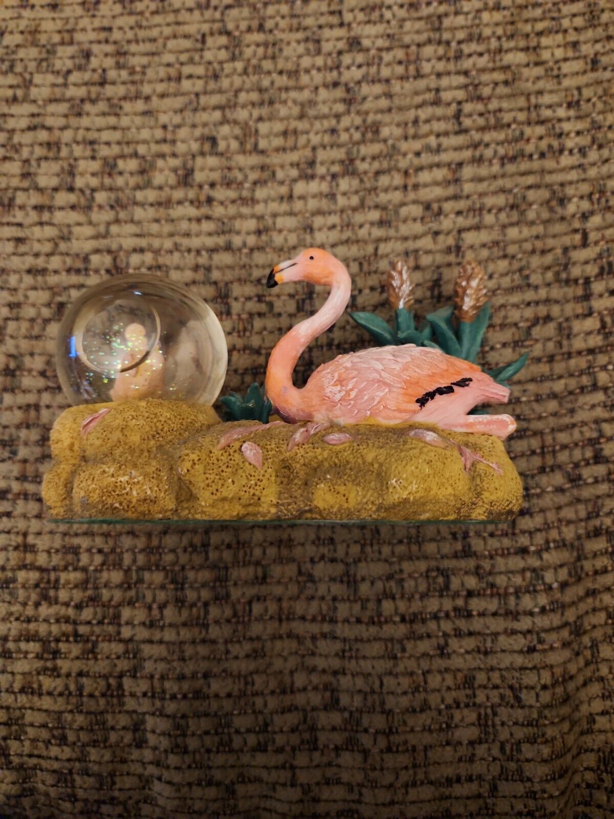 Vintage Cadona Flamingo Statuette With Water Globe - It Contains A Smaller...