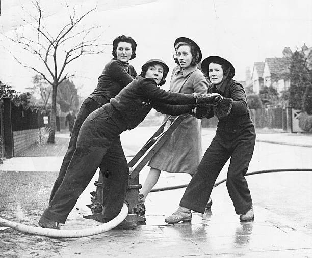 Women firefighters in action 23rd January 1941 Historic 1940s Old Photo