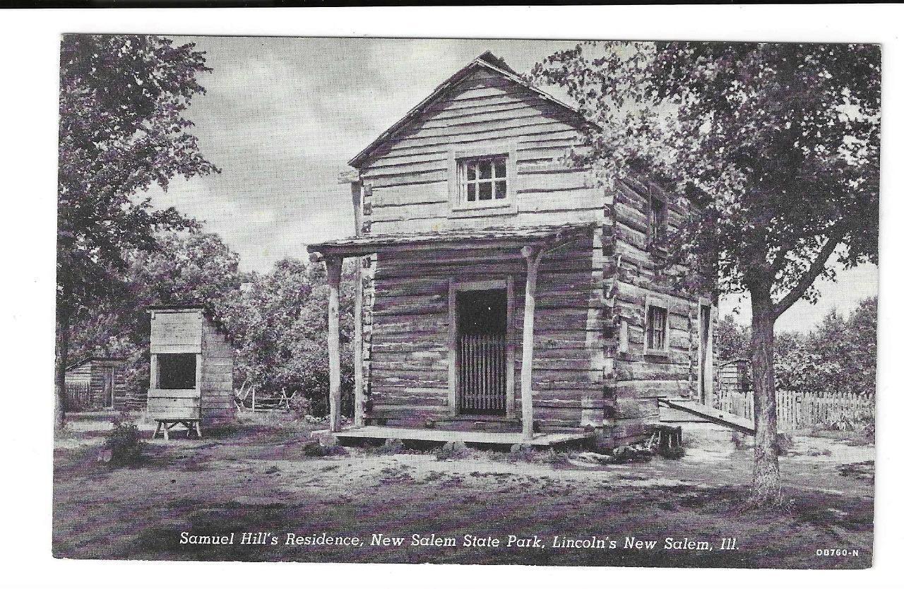 Postcard Samuel Hill\'s Residence Divided Back New Salem, Ill Lithograph B&W EUC