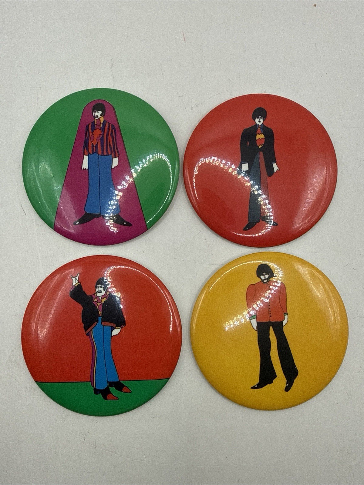 Vintage 1968 Set of 4 Beatles Yellow Submarine 3-1/2\