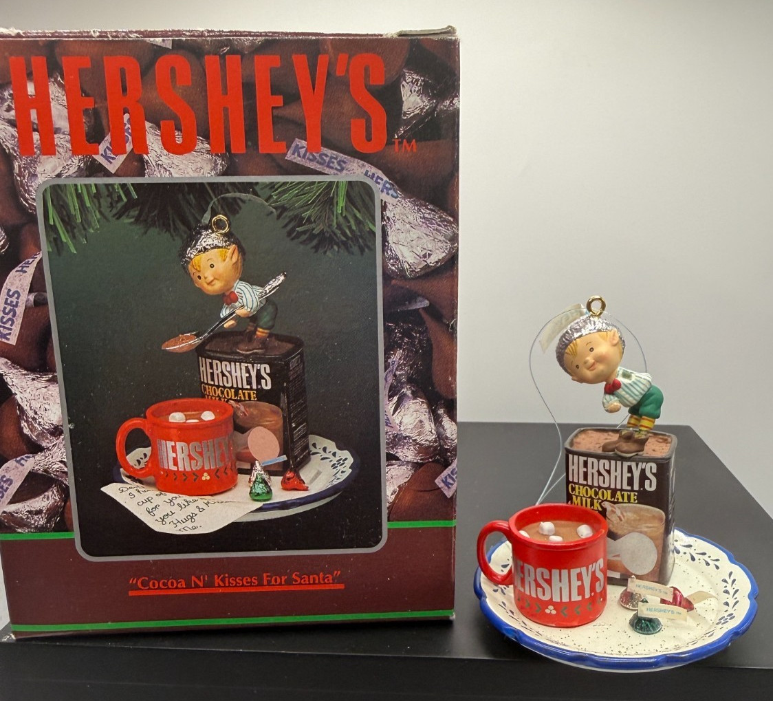 Enesco Hershey\'s Cocoa N\' Kisses for Santa Ornament 1994 with Box Vintage