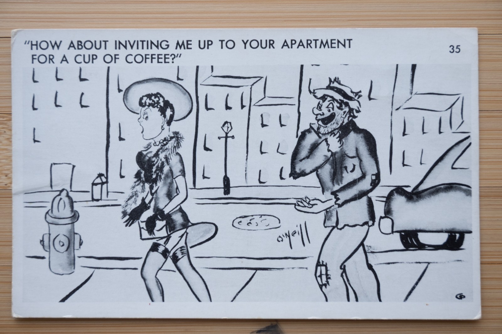 Vintage Comic Postcard Risque Humor “Inviting Me Up For Coffee” Cartoon