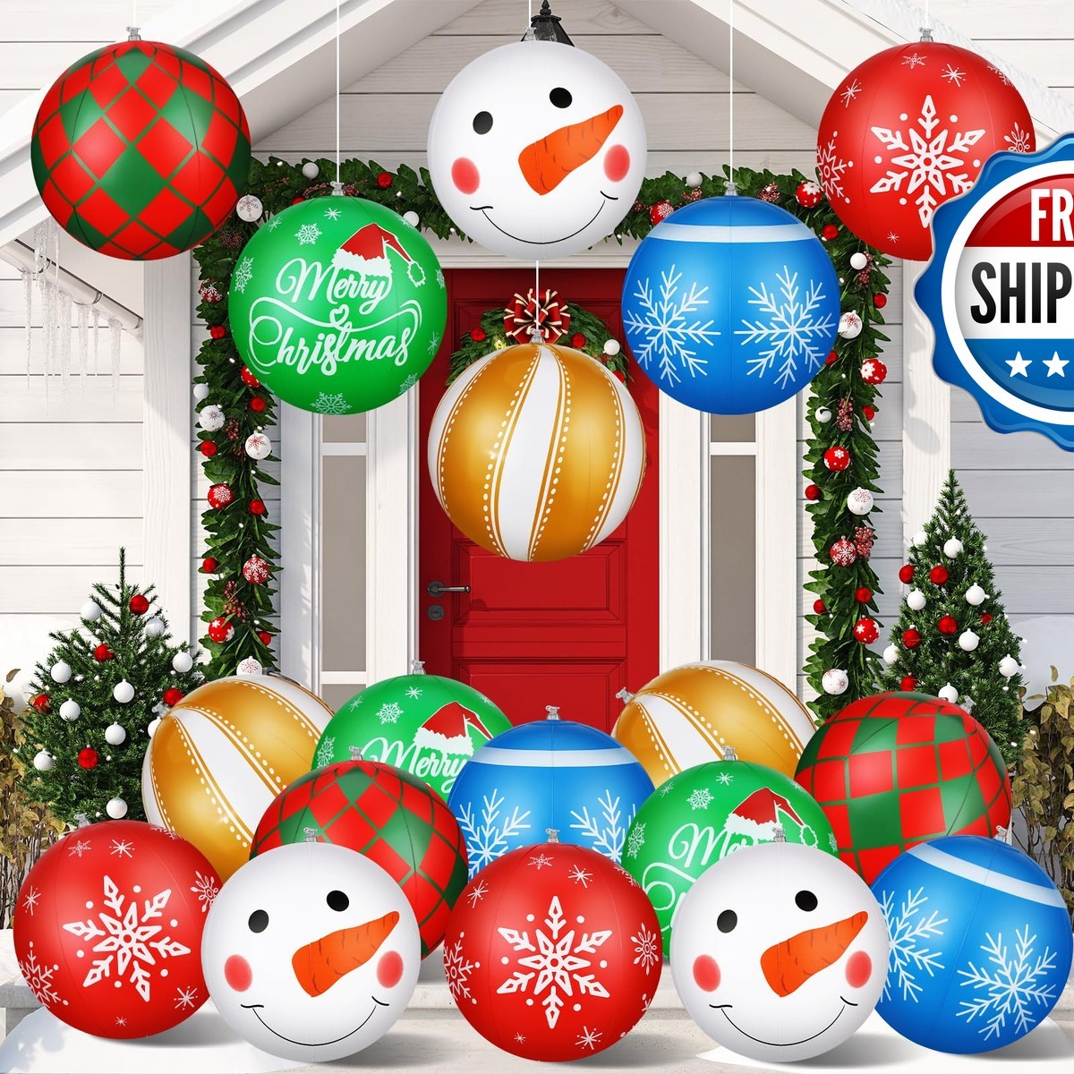Jetec 18 Pcs 16 Inch Giant Inflatable Christmas Ball Modern Style