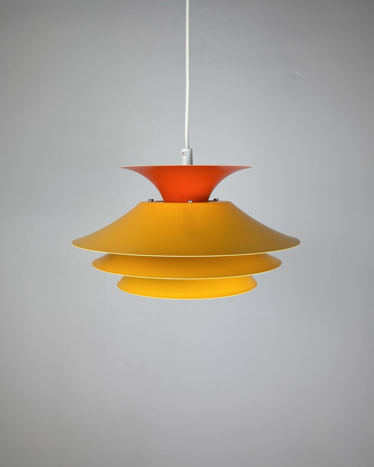 Yellow Vintage Pendant Lamp Scandinavian Orange Metal Space Age Denmark 70s Pop