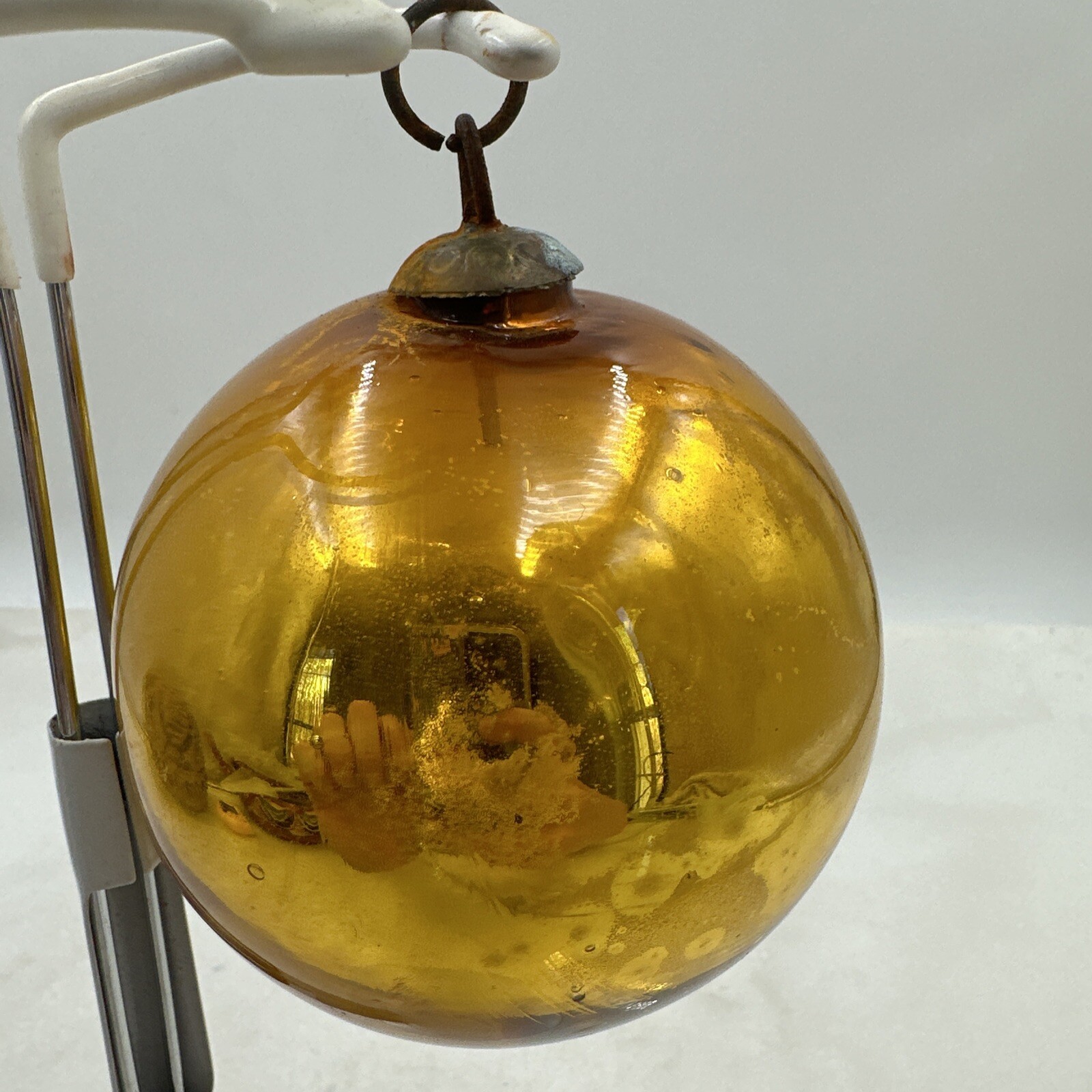 Vintage Kugel Mercury Glass Christmas Ornament Round Gold Original Germany