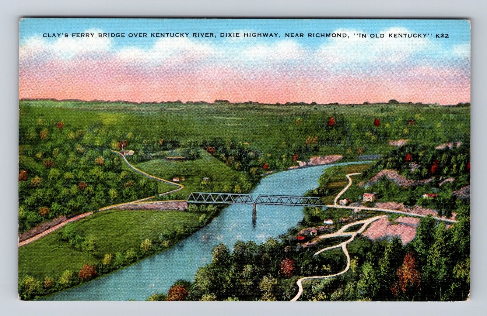 Richmond KY-Kentucky, Clay\'s Ferry Bridge Over Kentucky River, Vintage Postcard