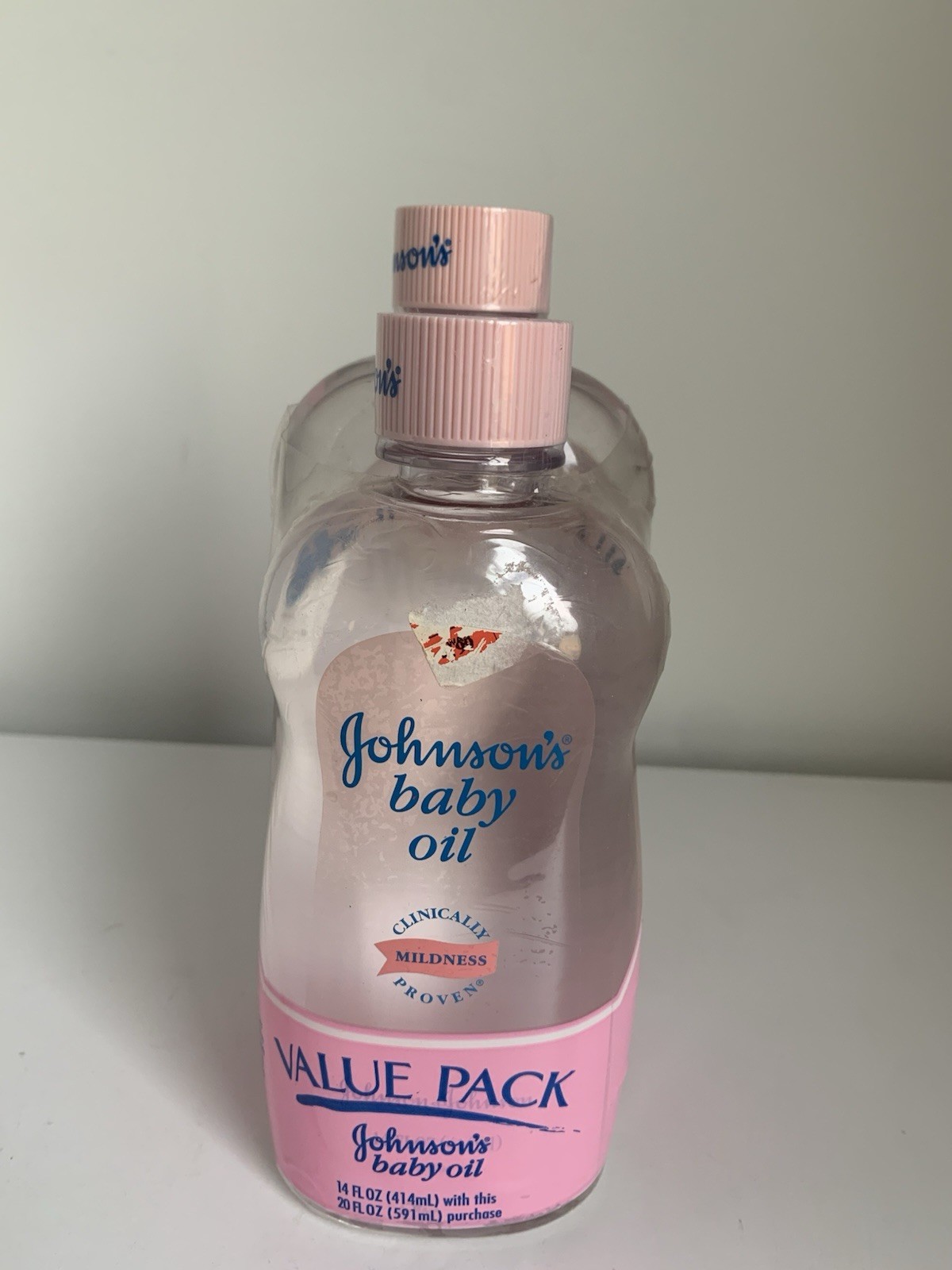 Vintage Johnson's Baby Oil 20oz + 14oz Sealed Value Pack Pink Label