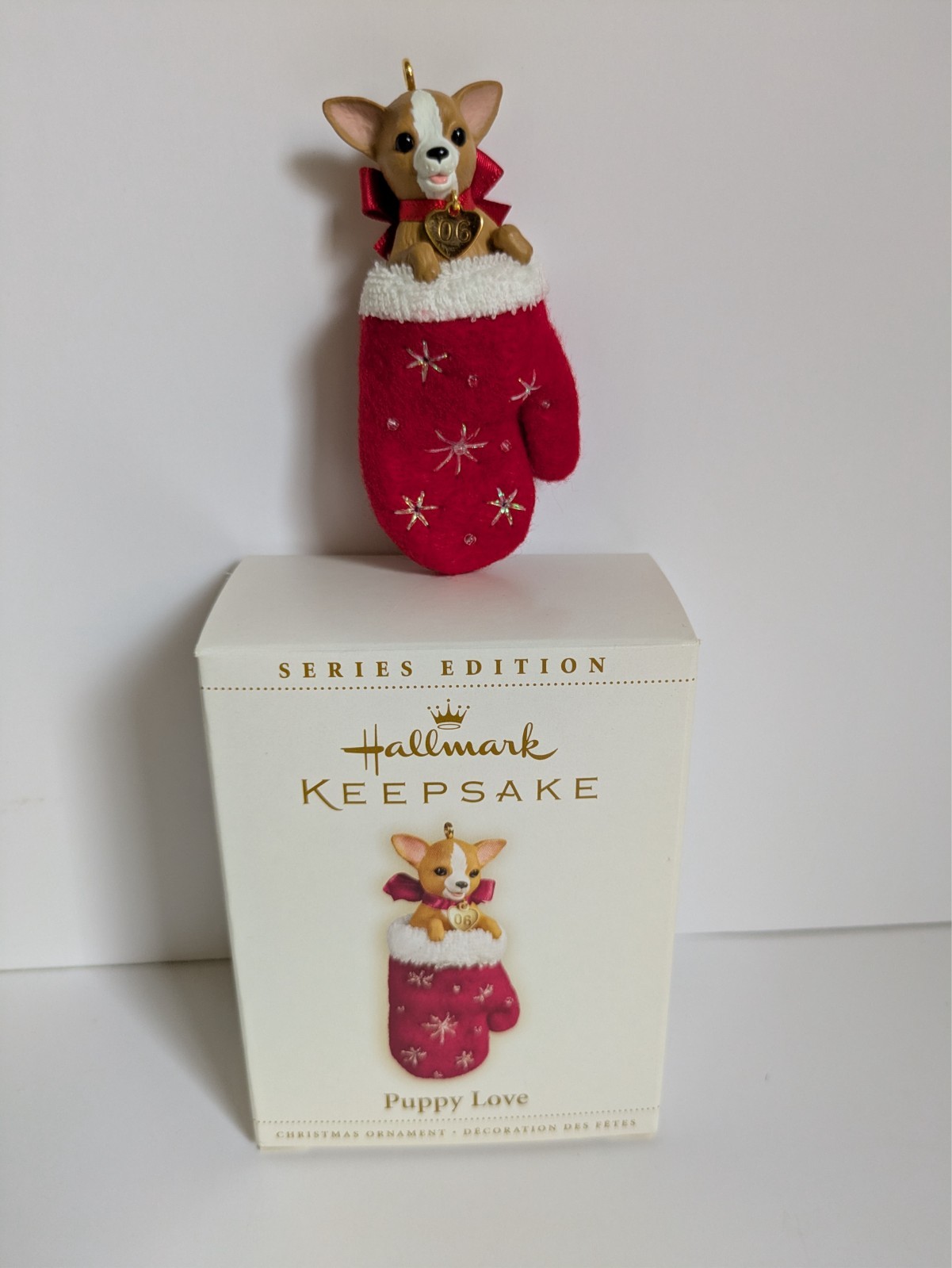 Hallmark 2006 Puppy Love Chihuahua in stocking ornament 16th in series