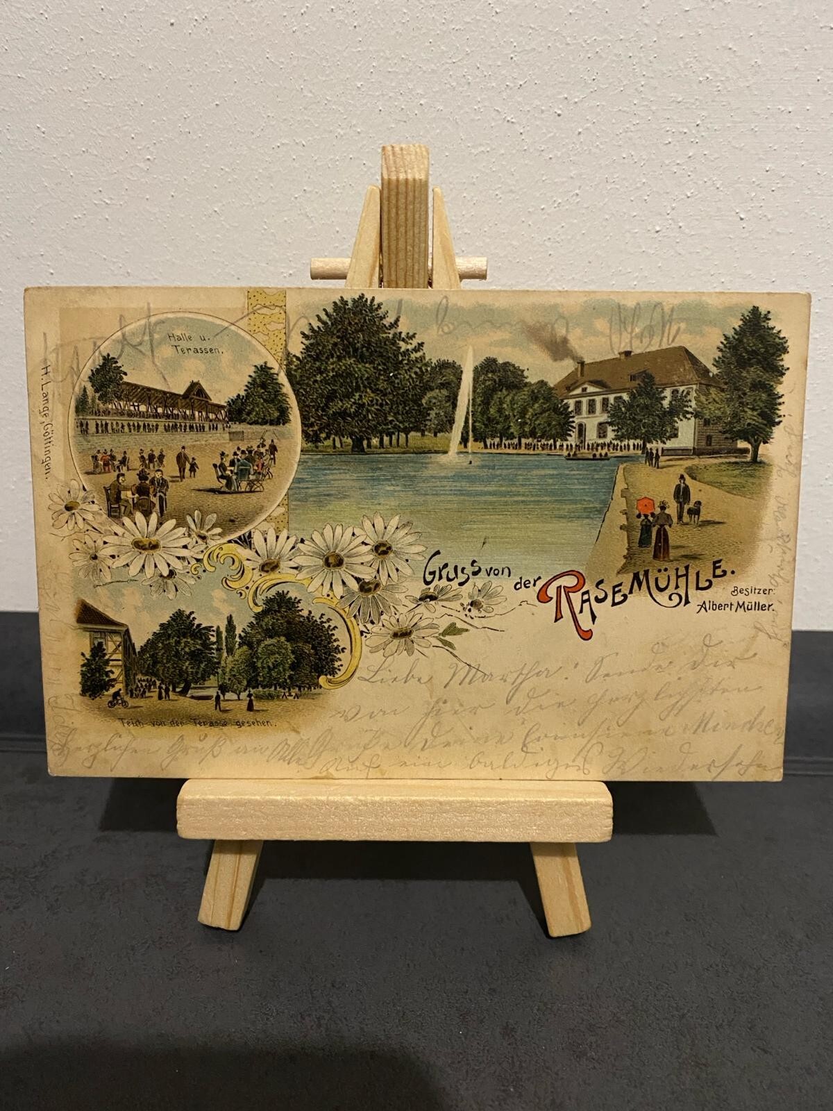 Antique Postcard Greetings from the Lawn Mill, Kr. Göttingen, drawings, 1901