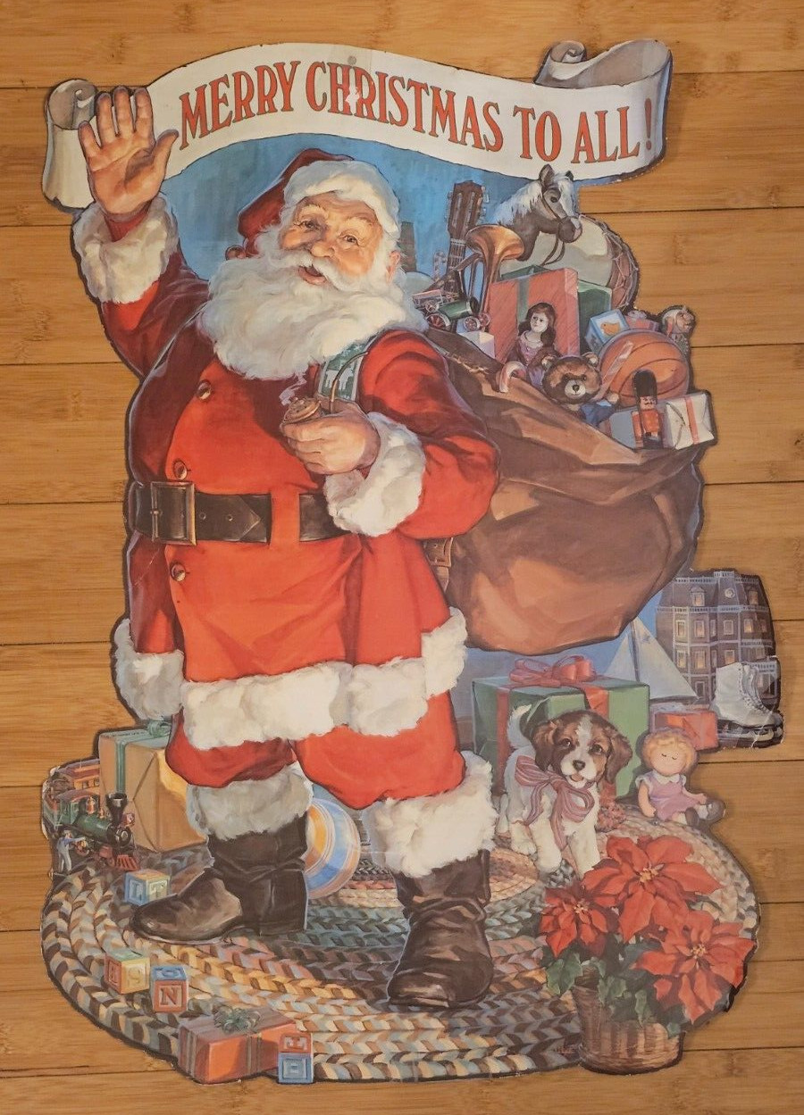 Vintage Christmas Santa Merry Christmas to All Die Cut 28\
