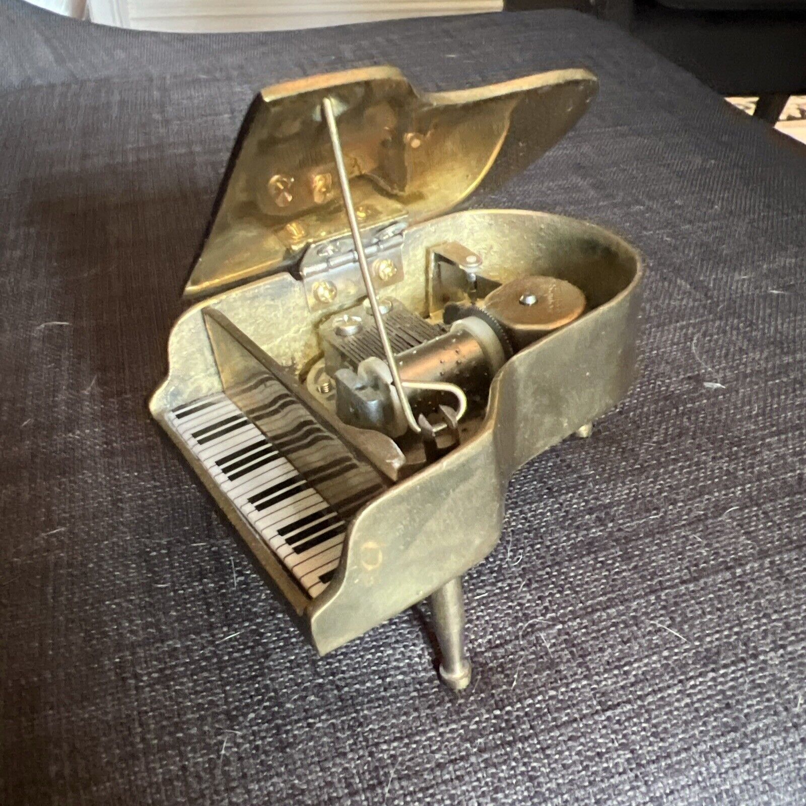 Vintage Solid Brass Piano Music Box 