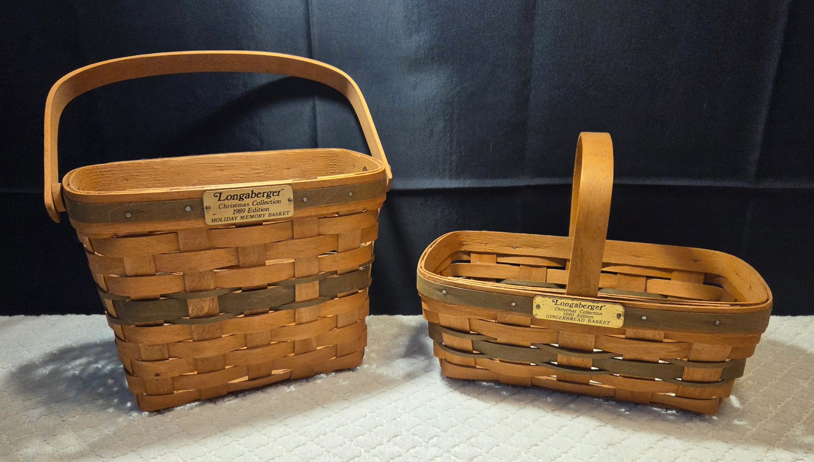Longaberger Christmas Collection Baskets 1989 Holiday Memory & 1990 Gingerbread