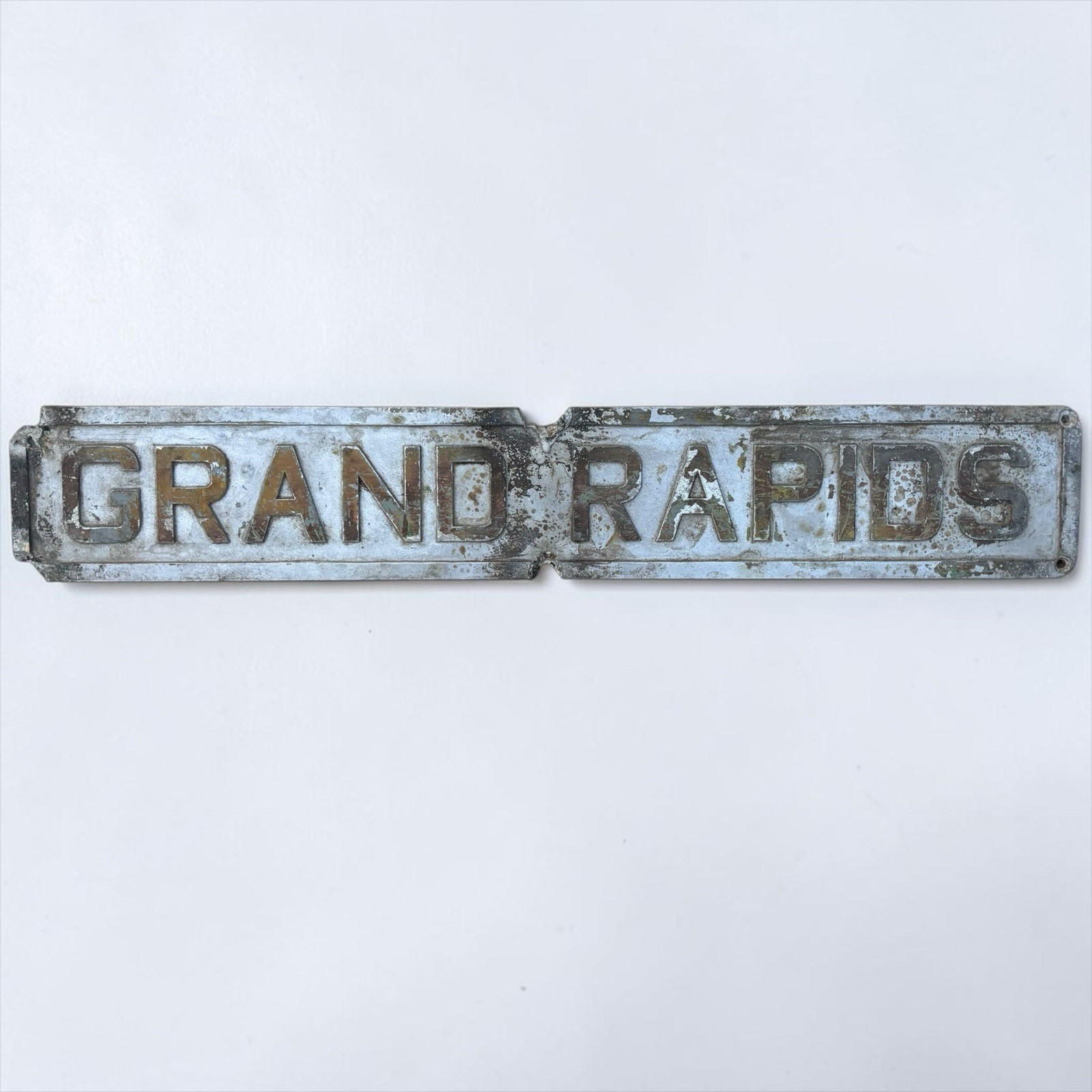 Vintage Grand Rapids Michigan Advertising Metal Railroad Sign Train Trolley Car