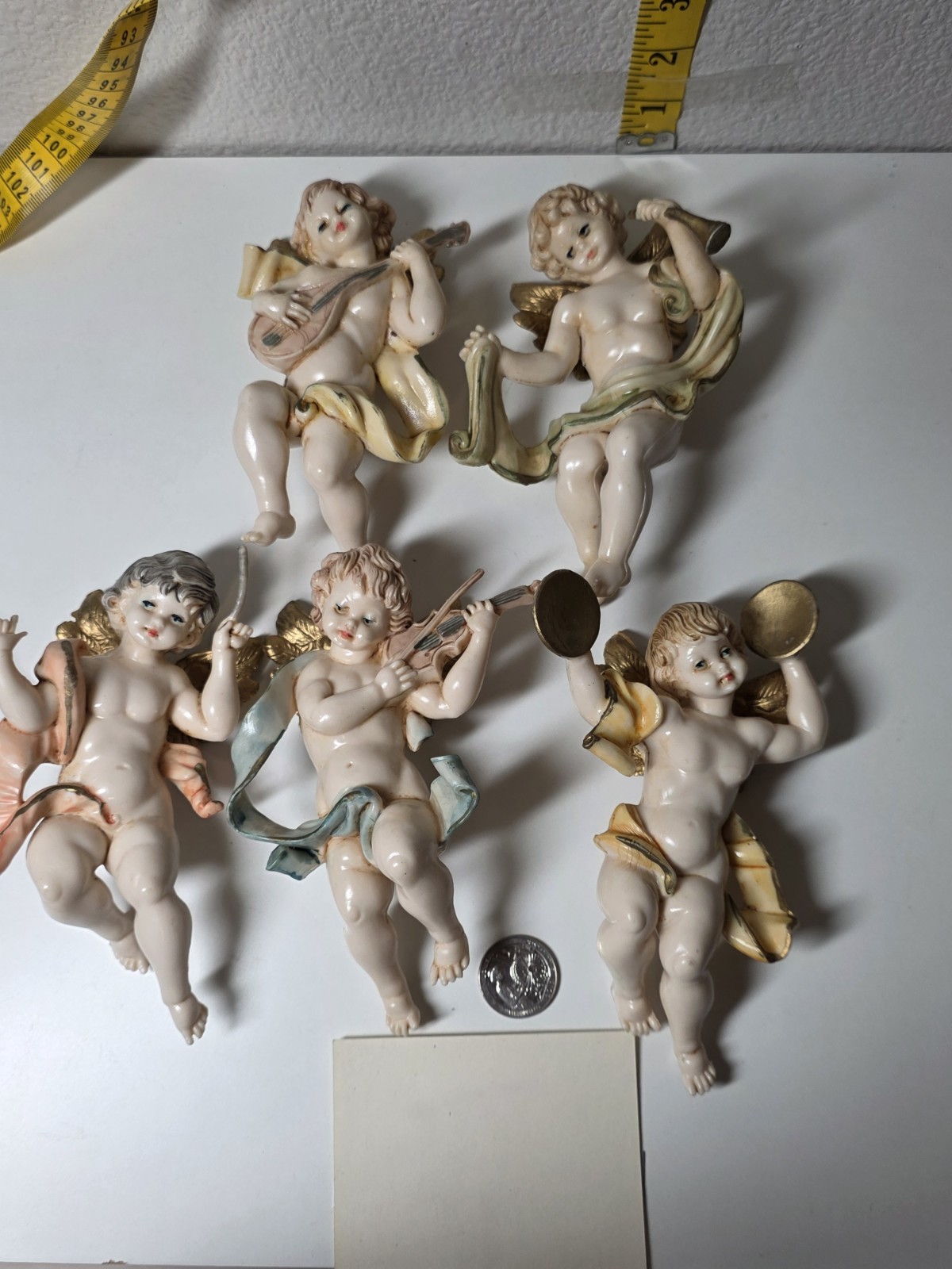Vintage Italian Resin Cherub Angel Musician Figurines Lot of 5