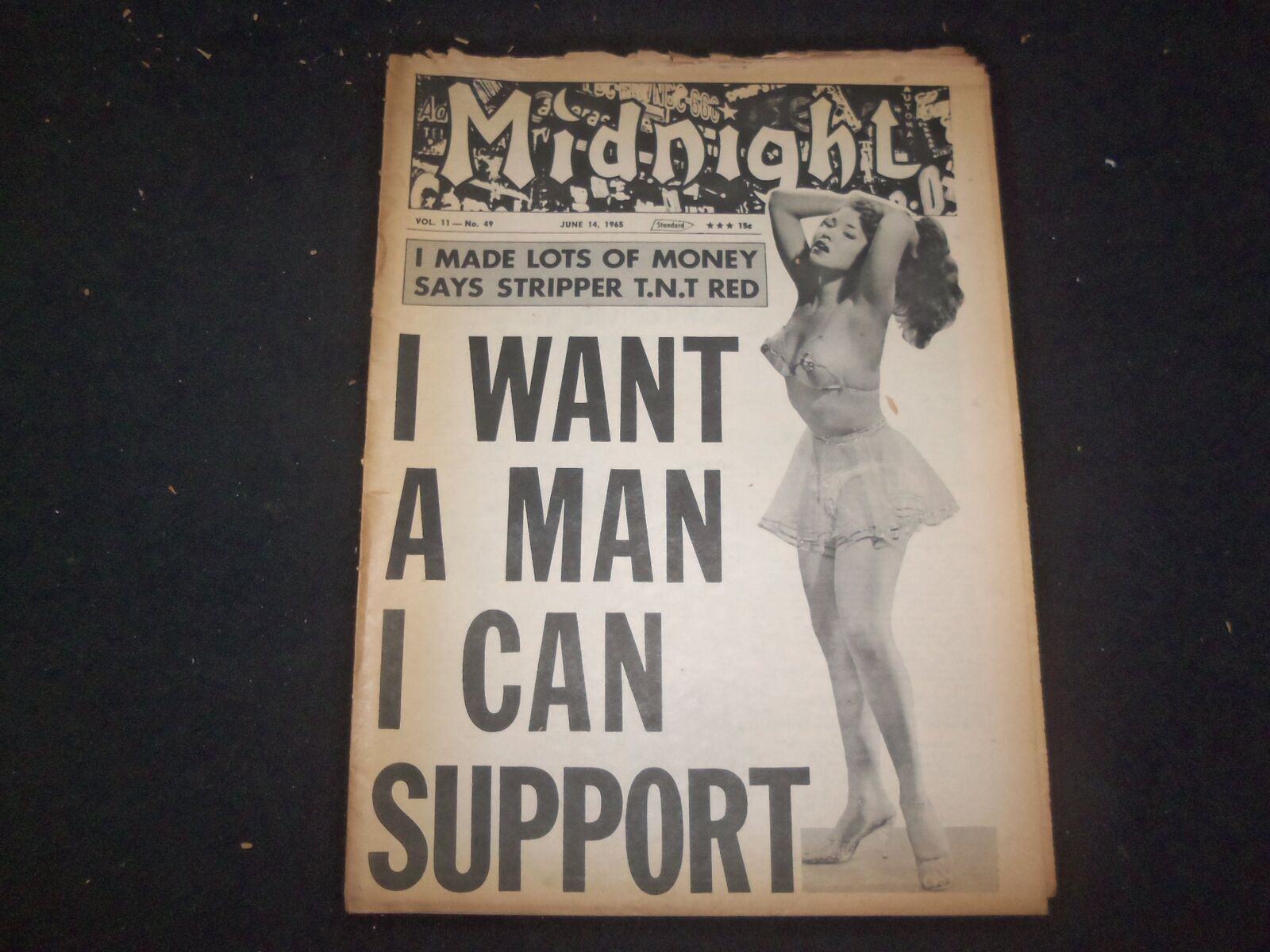 1965 JUNE 14 MIDNIGHT NEWSPAPER - I WANT A MAN I CAN SUPPORT - NP 7344