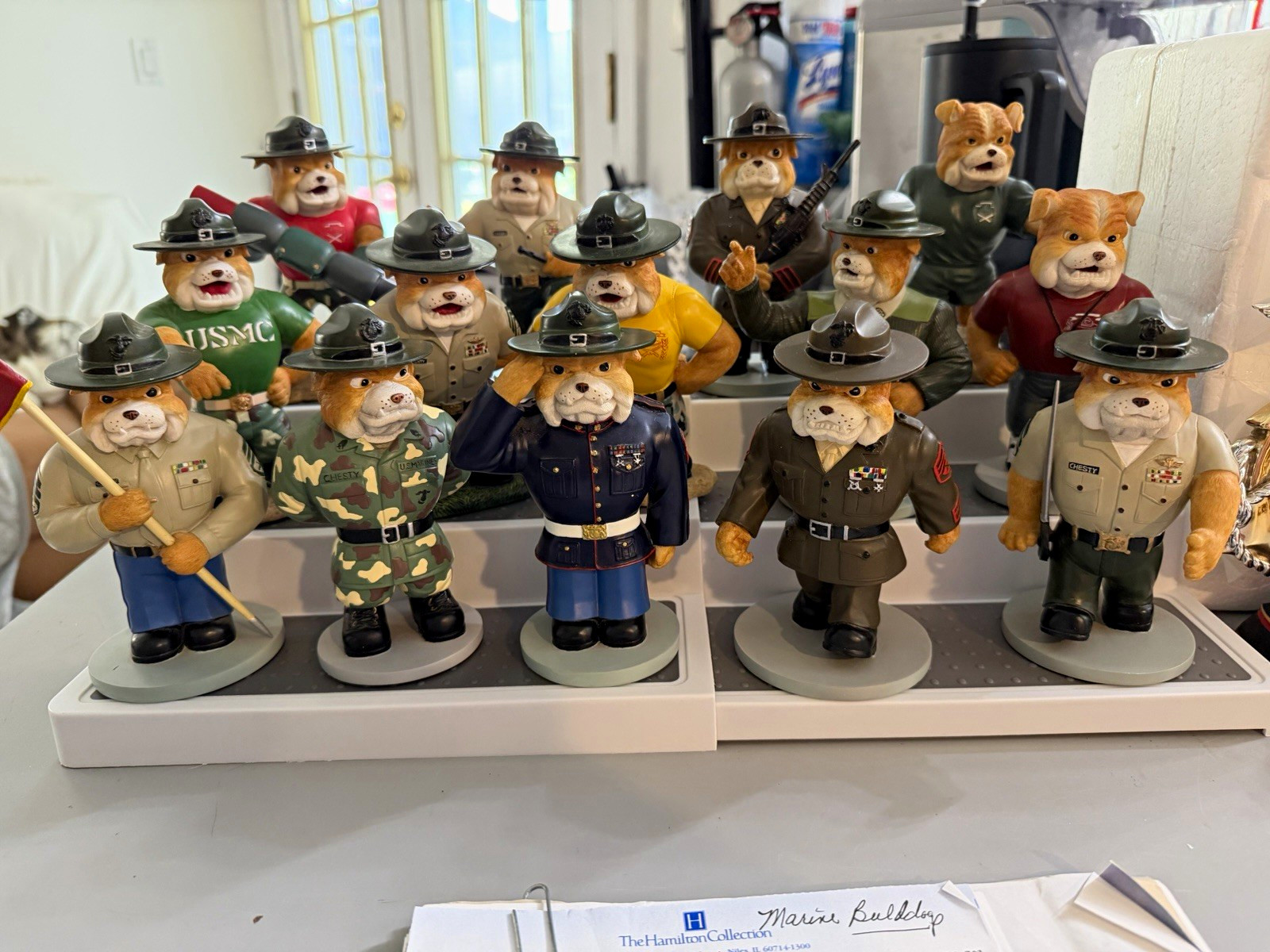 The Hamilton Collection USMC Barking Orders Bulldog 14pc Resin Figurines