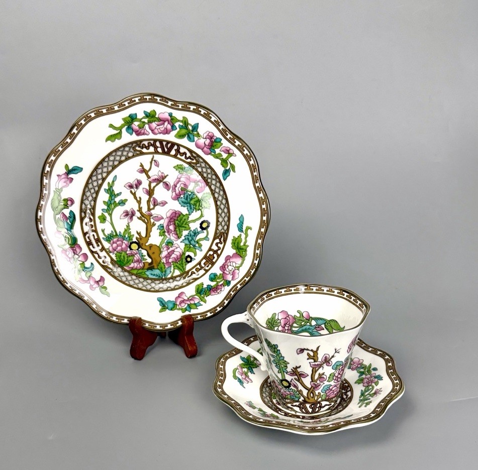 Coalport Indian Tree Tea Cup & Saucer With Desert Plate Bone China England