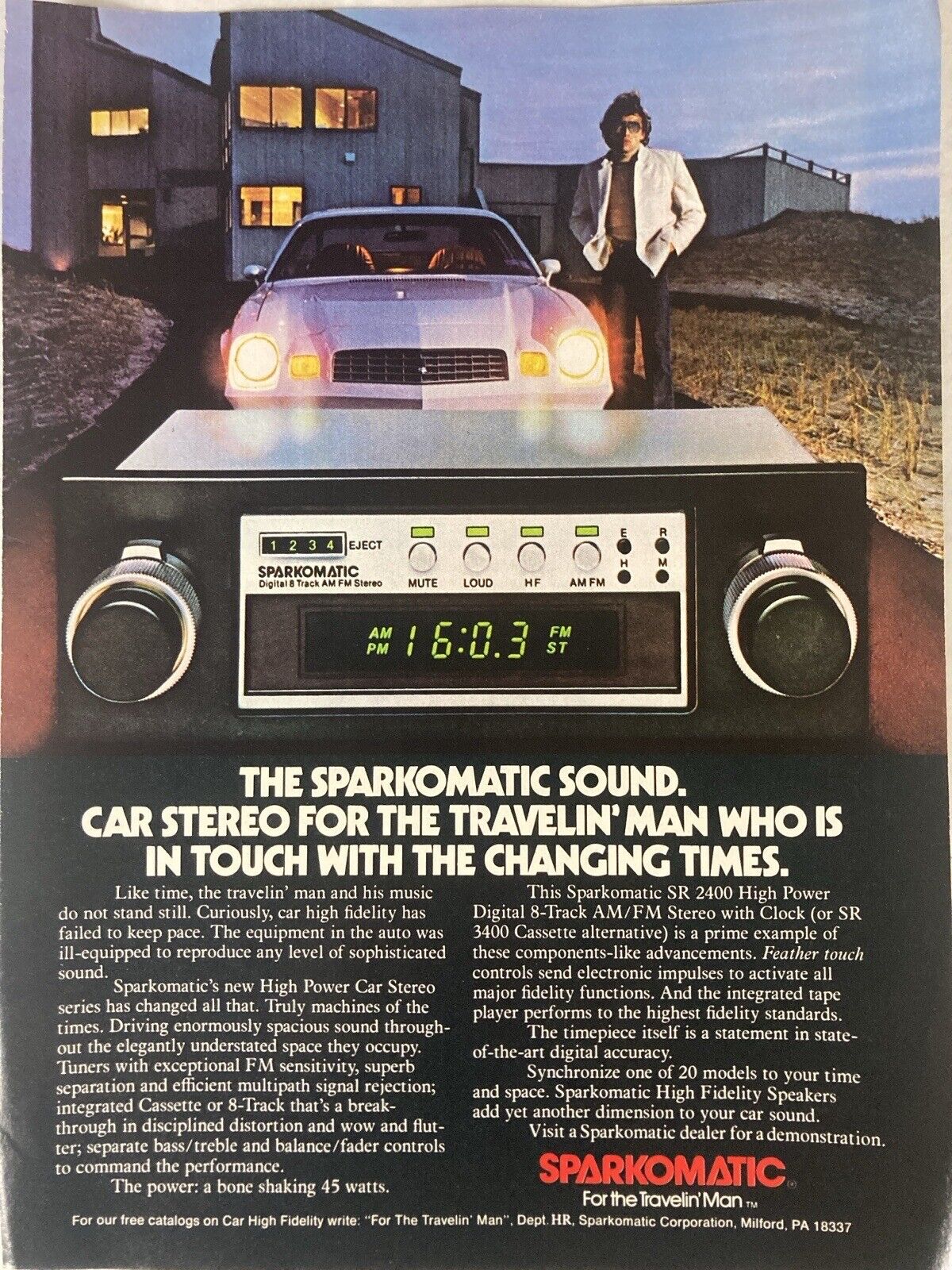 1979 Sparkomatic Car Radio Print Ad Chevrolet Camaro Travlin\' Man