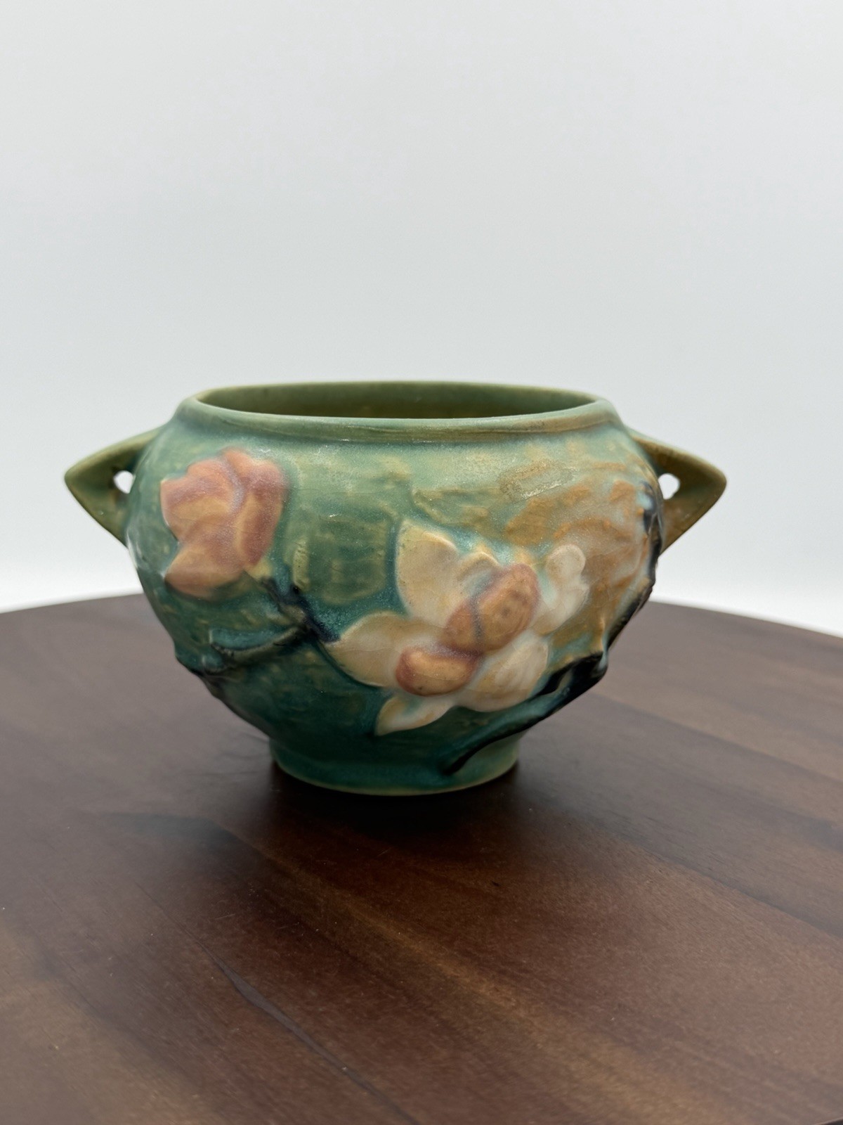 Roseville Pottery Magnolia Mini Pot Planter Vase 665-3 In Green Glaze Roseville Pottery Magnolia Mini Pot Planter Vase 665-3 In Green Glaze