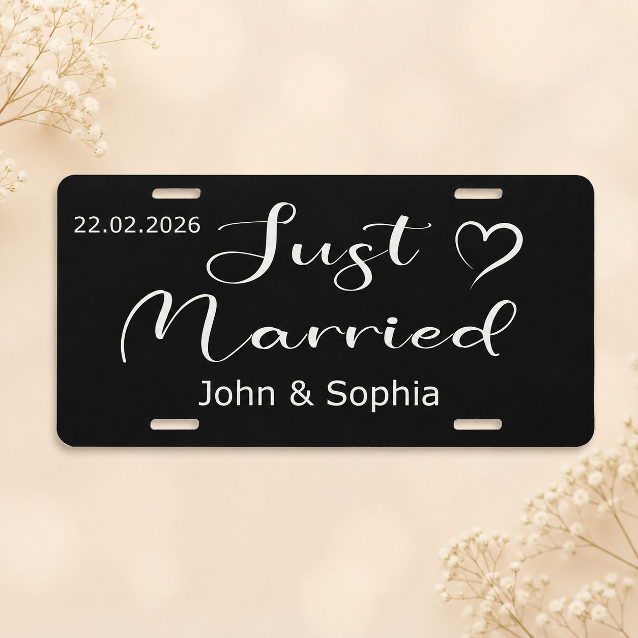 Personalized Just Married License Plate, Custom Wedding Car Sign, Aluminum Decor